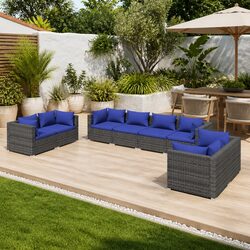 Garden Lounge Set 8 Piece Outdoor Patio Furniture Grey Modular Sofa Cushions