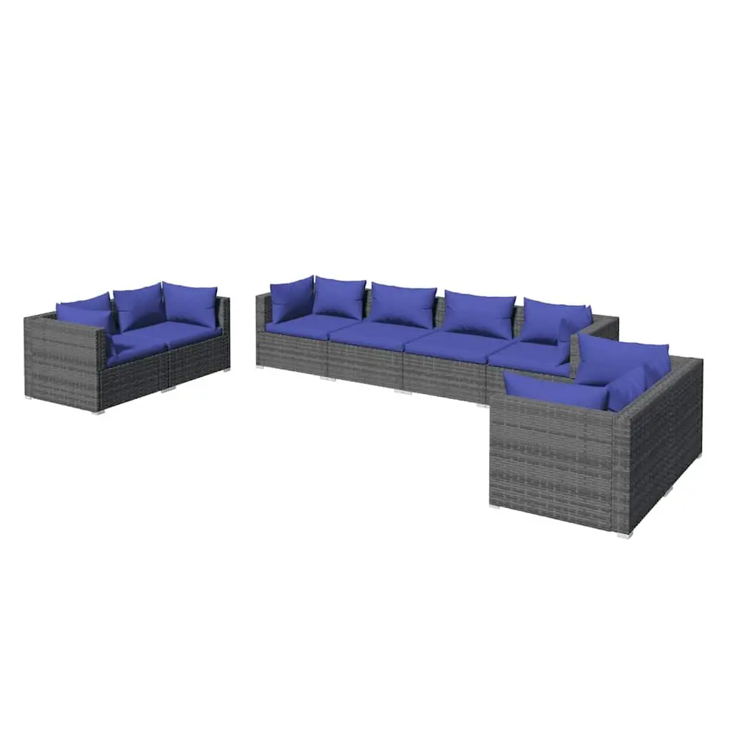 Garden Lounge Set 8 Piece Outdoor Patio Furniture Grey Modular Sofa Cushions