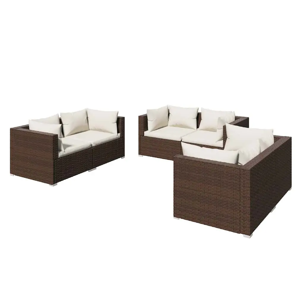 Modular Brown Outdoor Lounge Set 6 Piece Garden Furniture with Cushions