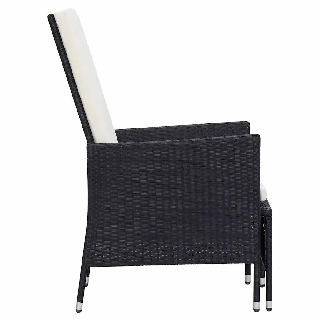 Reclining Garden Chair with Footrest Black PE Rattan Construction