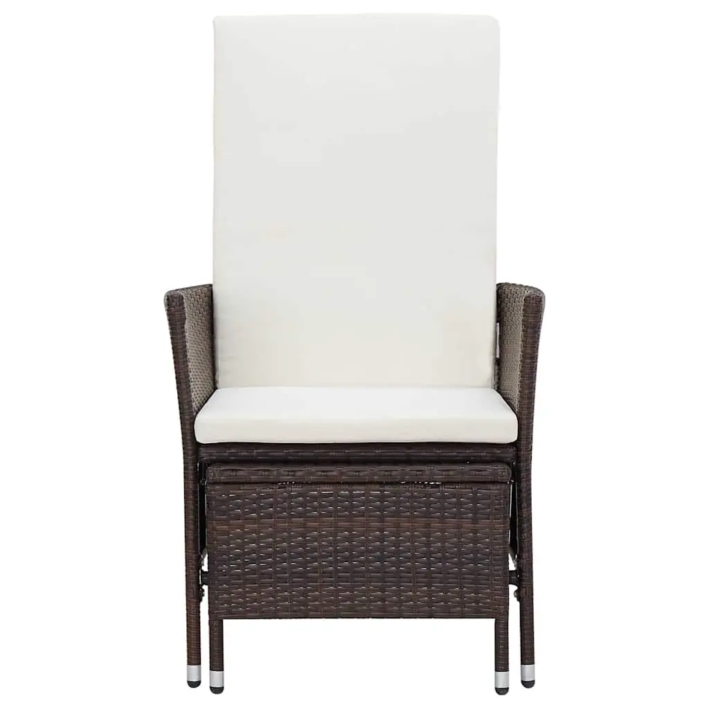 Reclining Garden Chair Adjustable Backrest with Footrest Brown PE Rattan