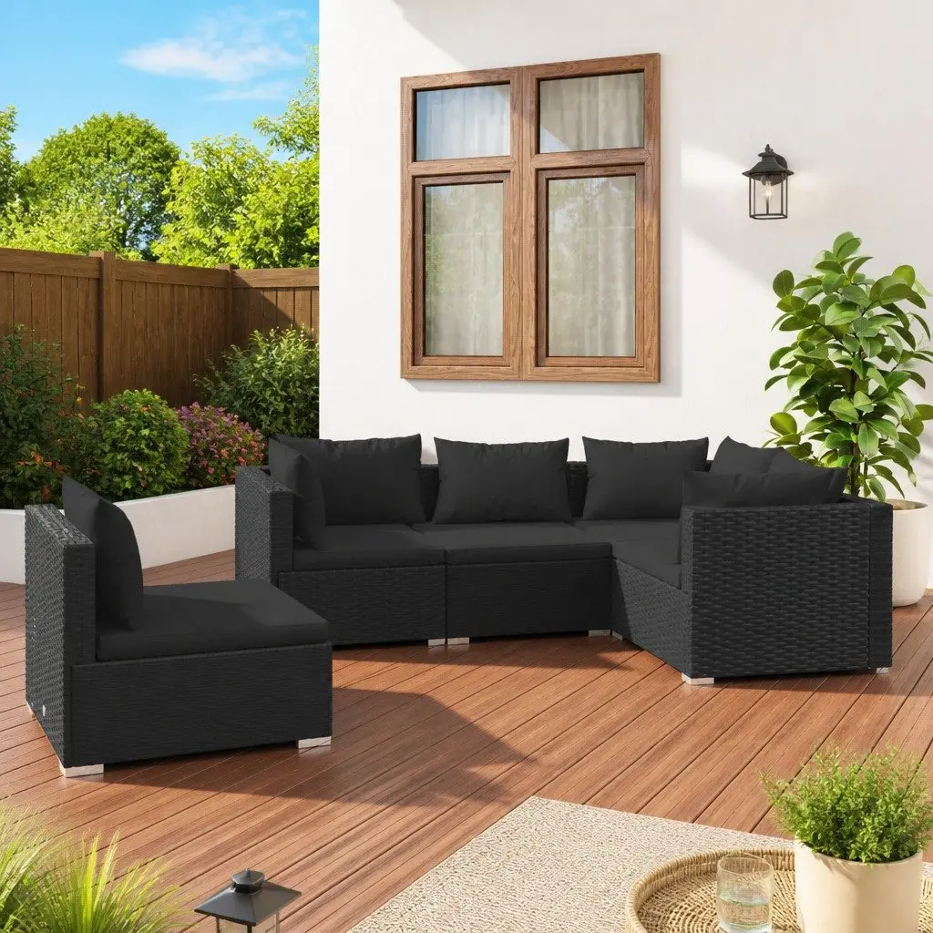 Black 5-Piece Garden Lounge Set