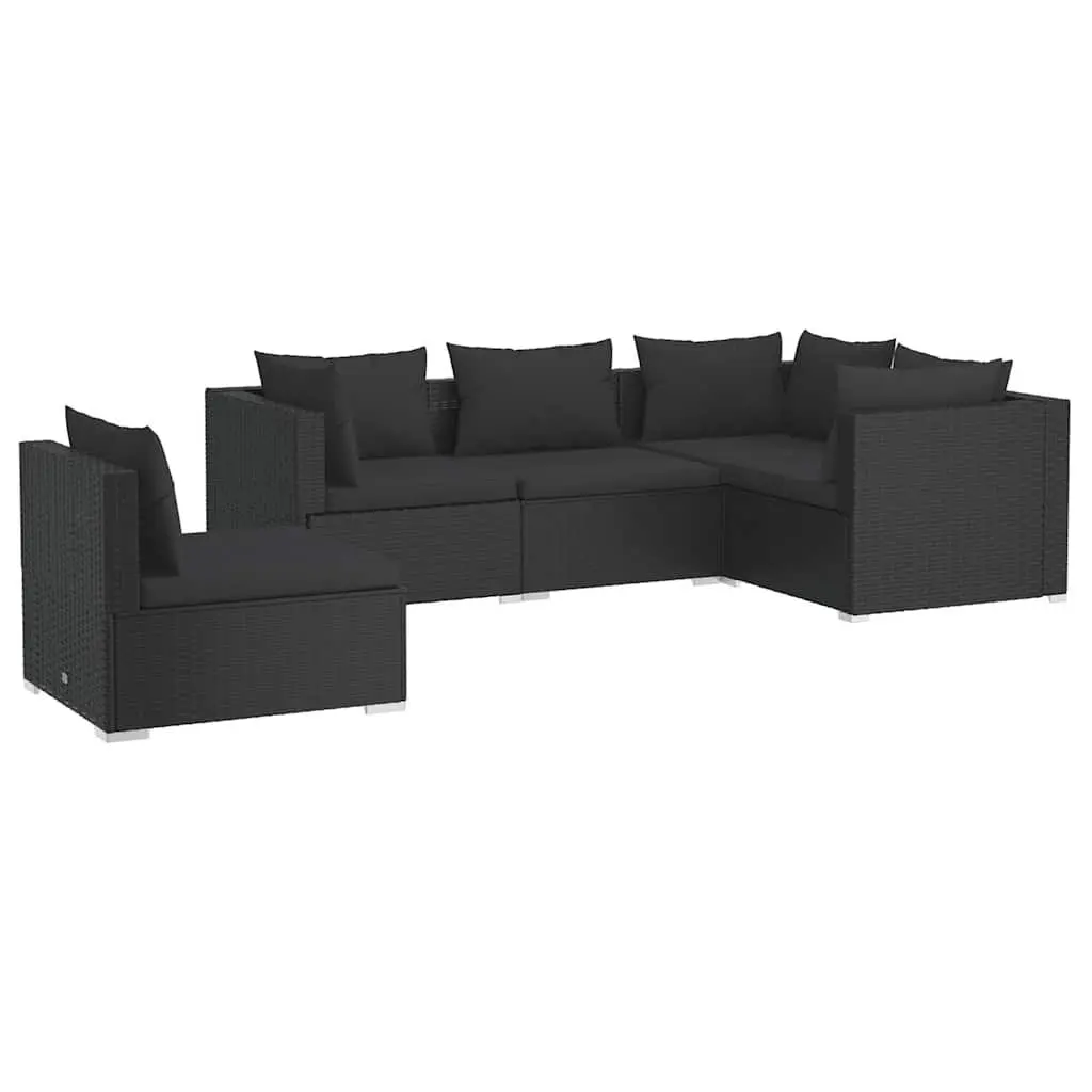 Black 5-Piece Garden Lounge Set