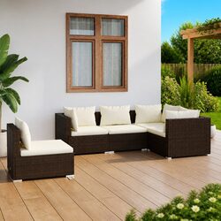 Your 5-Piece Brown Rattan Outdoor Lounge Set Awaits