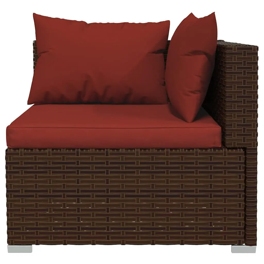 Garden Lounge Set 5 Piece Outdoor Patio Furniture Brown Rattan Sofa with