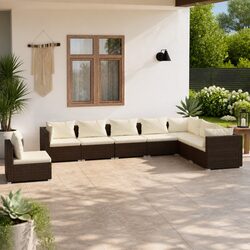 Garden Lounge Set 8 Piece Outdoor Patio Furniture Brown Rattan Sofa with