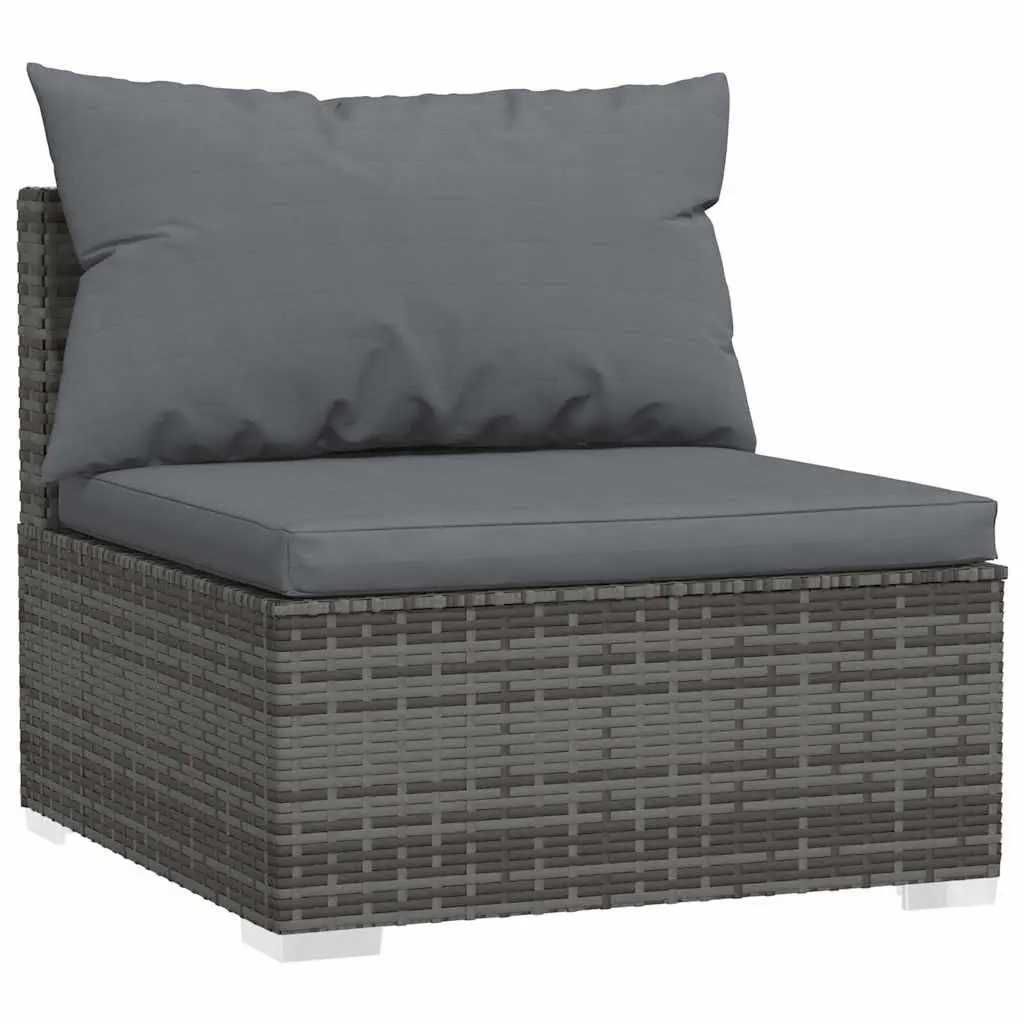 Garden Lounge Set 8 Piece Outdoor Patio Furniture with Cushions Grey Rattan