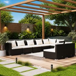 Your Perfect Outdoor Lounge Set - 8 Pieces in Black