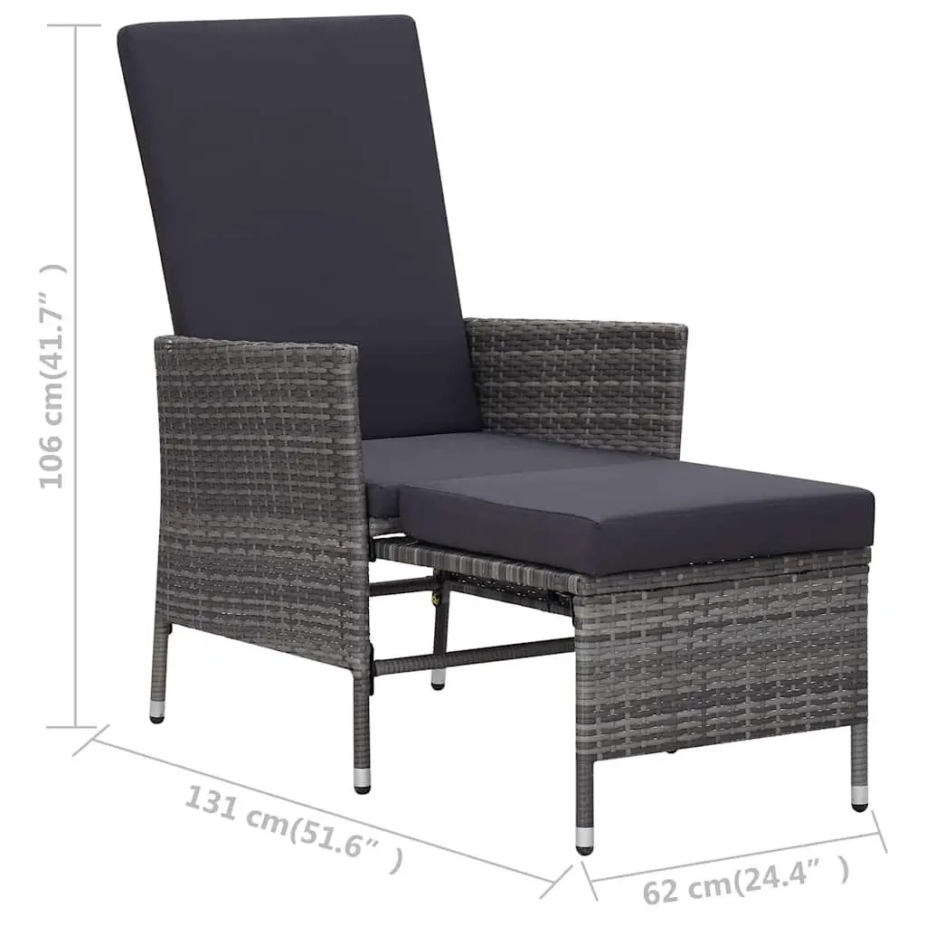 Grey Outdoor Recliner with Adjustable Backrest