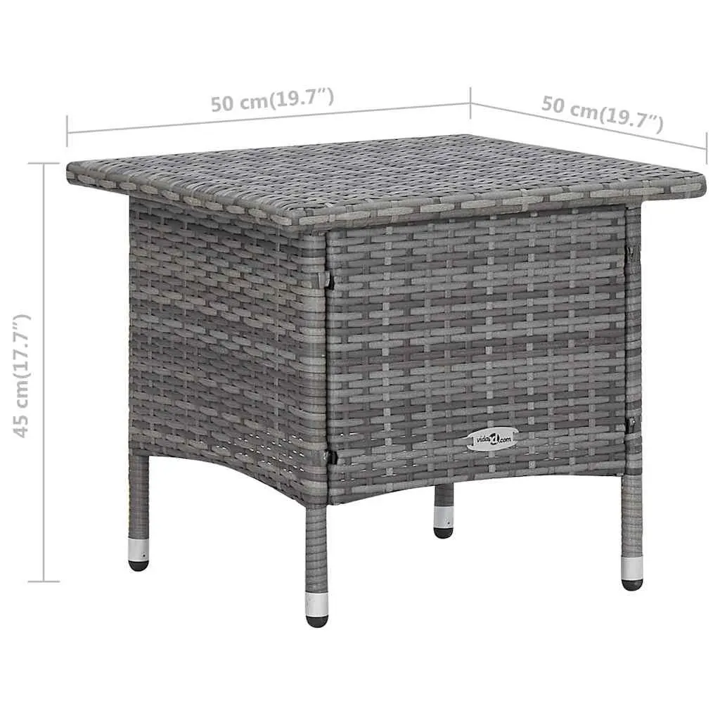 Garden Lounge Set 2 Piece Outdoor Furniture Grey PE Rattan Armchair Tea Table with Cushions