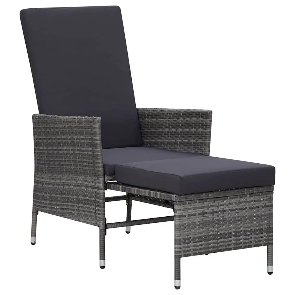 Garden Lounge Set 2 Piece Outdoor Furniture Grey PE Rattan Armchair Tea Table with Cushions