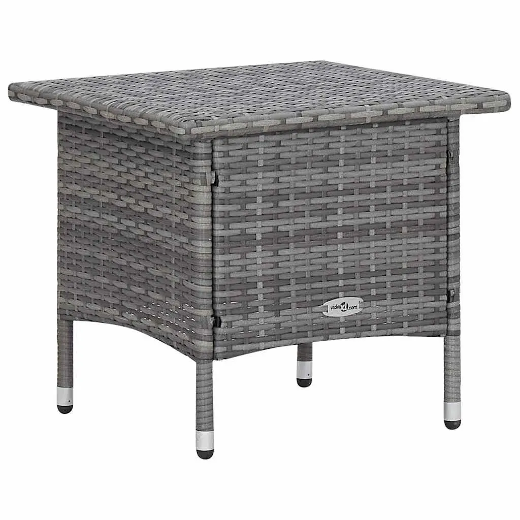 Garden Lounge Set 2 Piece Outdoor Furniture Grey PE Rattan Armchair Tea Table with Cushions