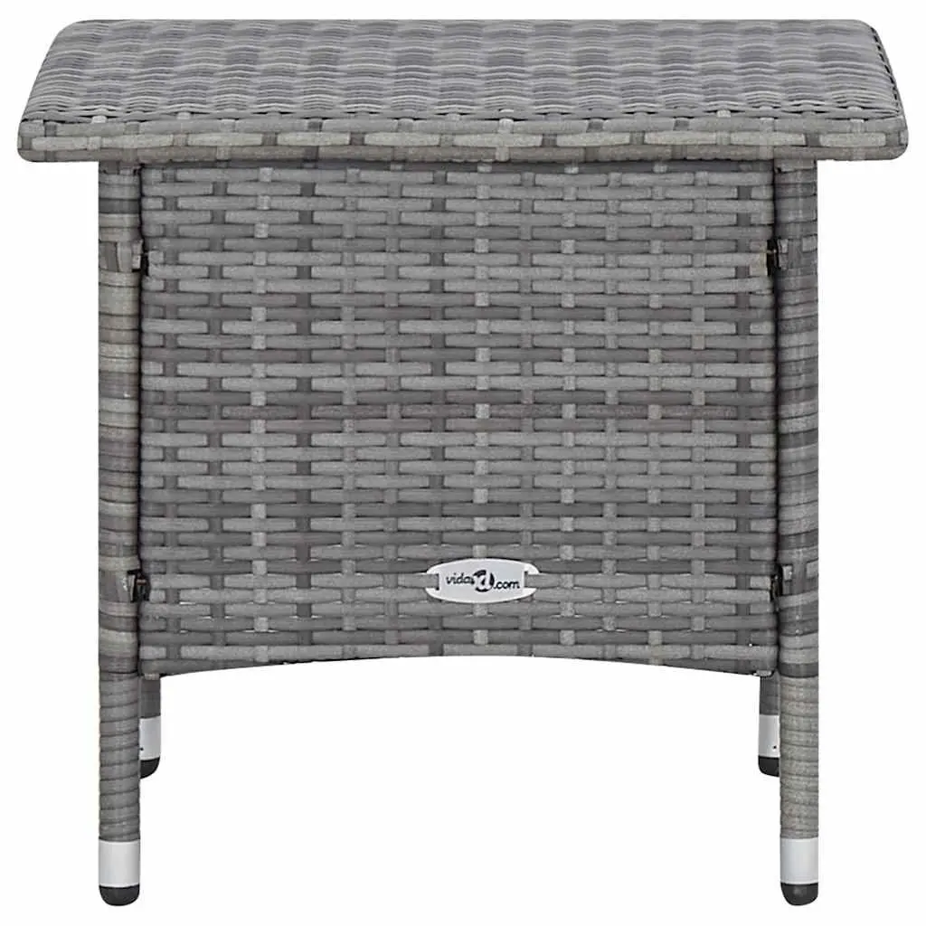 Garden Lounge Set 2 Piece Outdoor Furniture Grey PE Rattan Armchair Tea Table with Cushions
