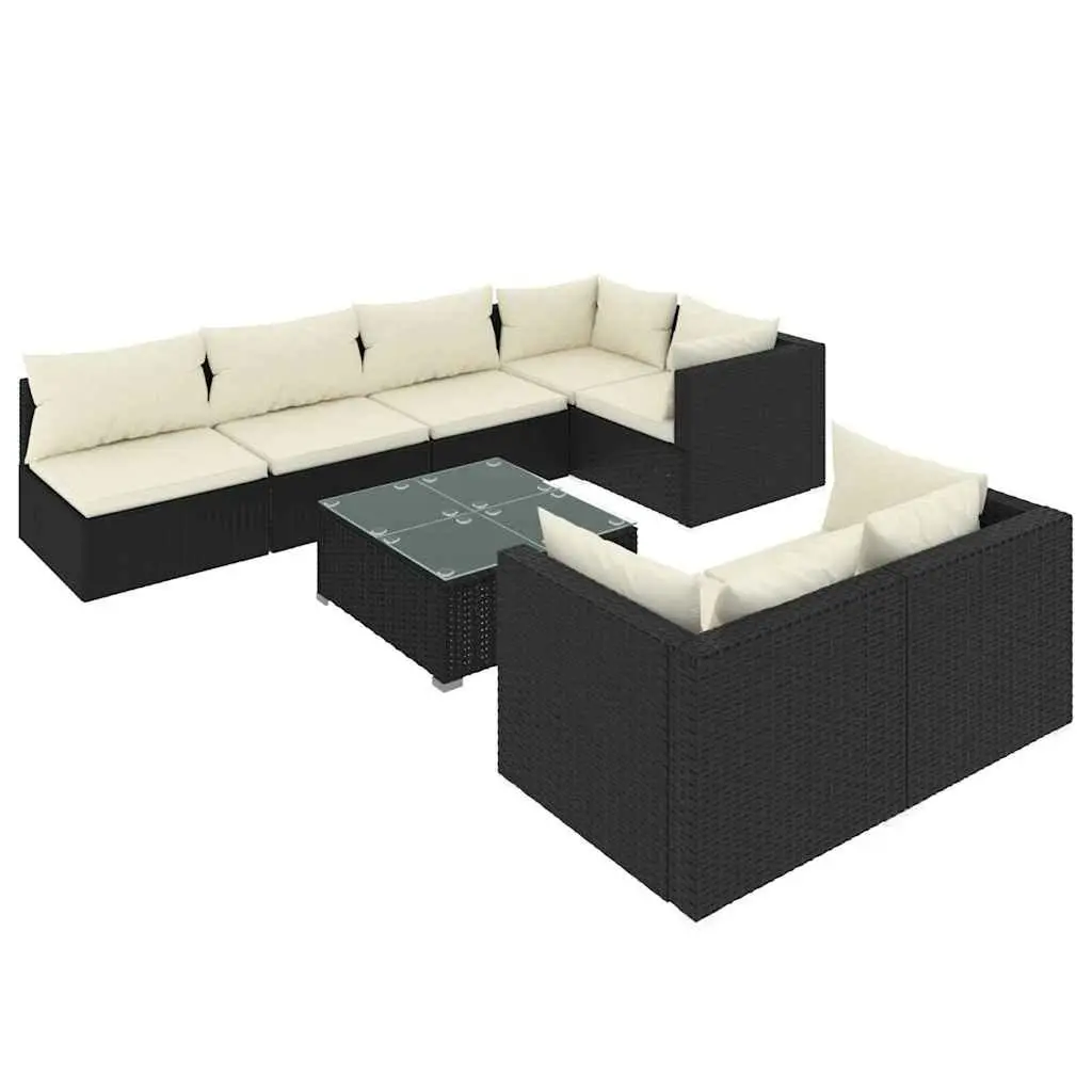 Modular Garden Lounge Set 8 Piece Outdoor Furniture Black Poly Rattan Comfort