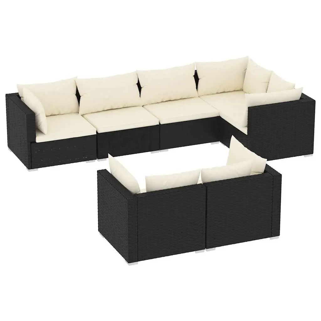 7 Piece Garden Lounge Set Outdoor Furniture Poly Rattan Patio Sofa with Cushions