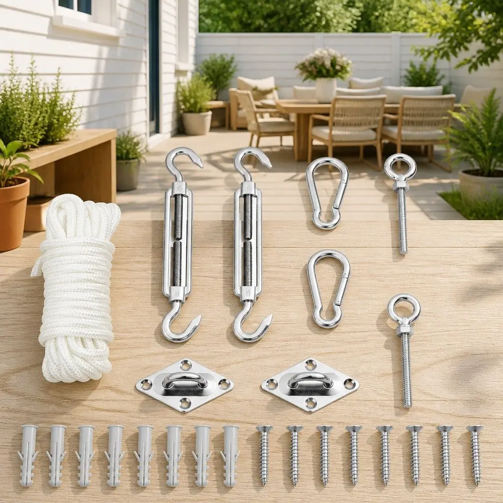 9 Piece Sunshade Sail Accessory Set Stainless Steel Fitting