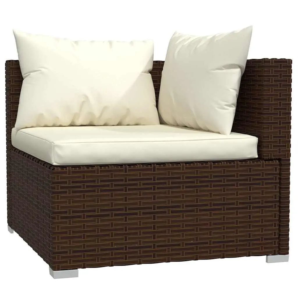 Garden Lounge Set 10 Piece Outdoor Furniture Poly Rattan Brown with Cushions