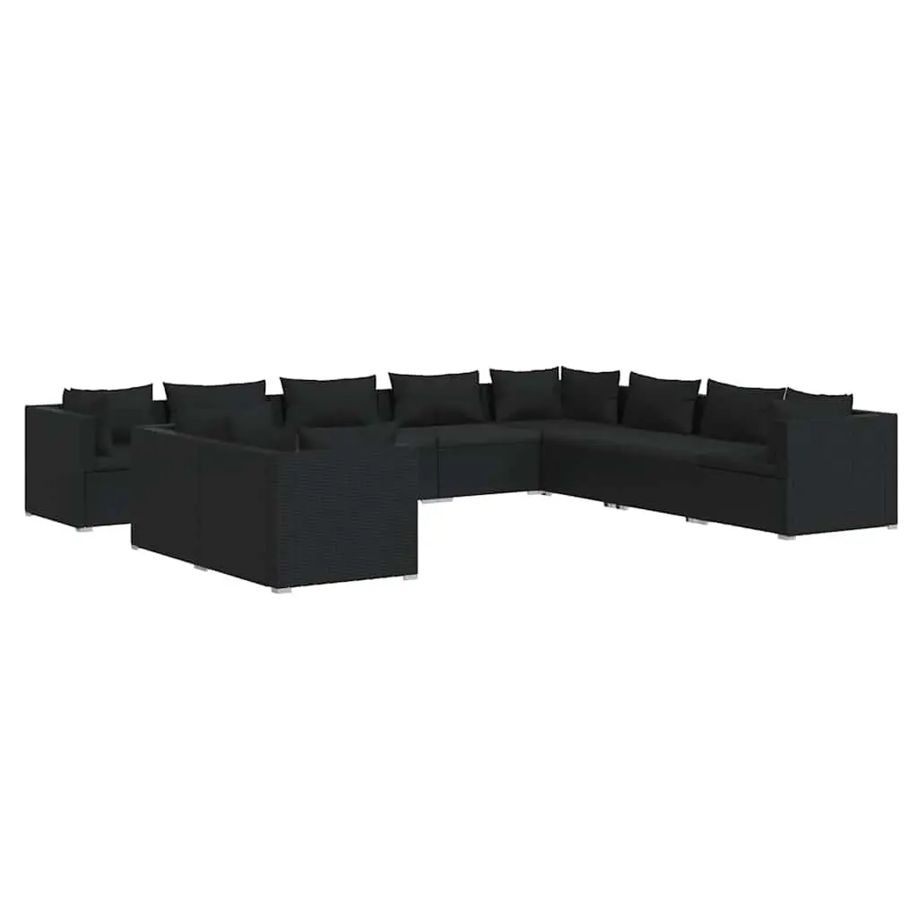 Outdoor Lounge Set 10 Piece Garden Furniture Poly Rattan Patio Sofa with
