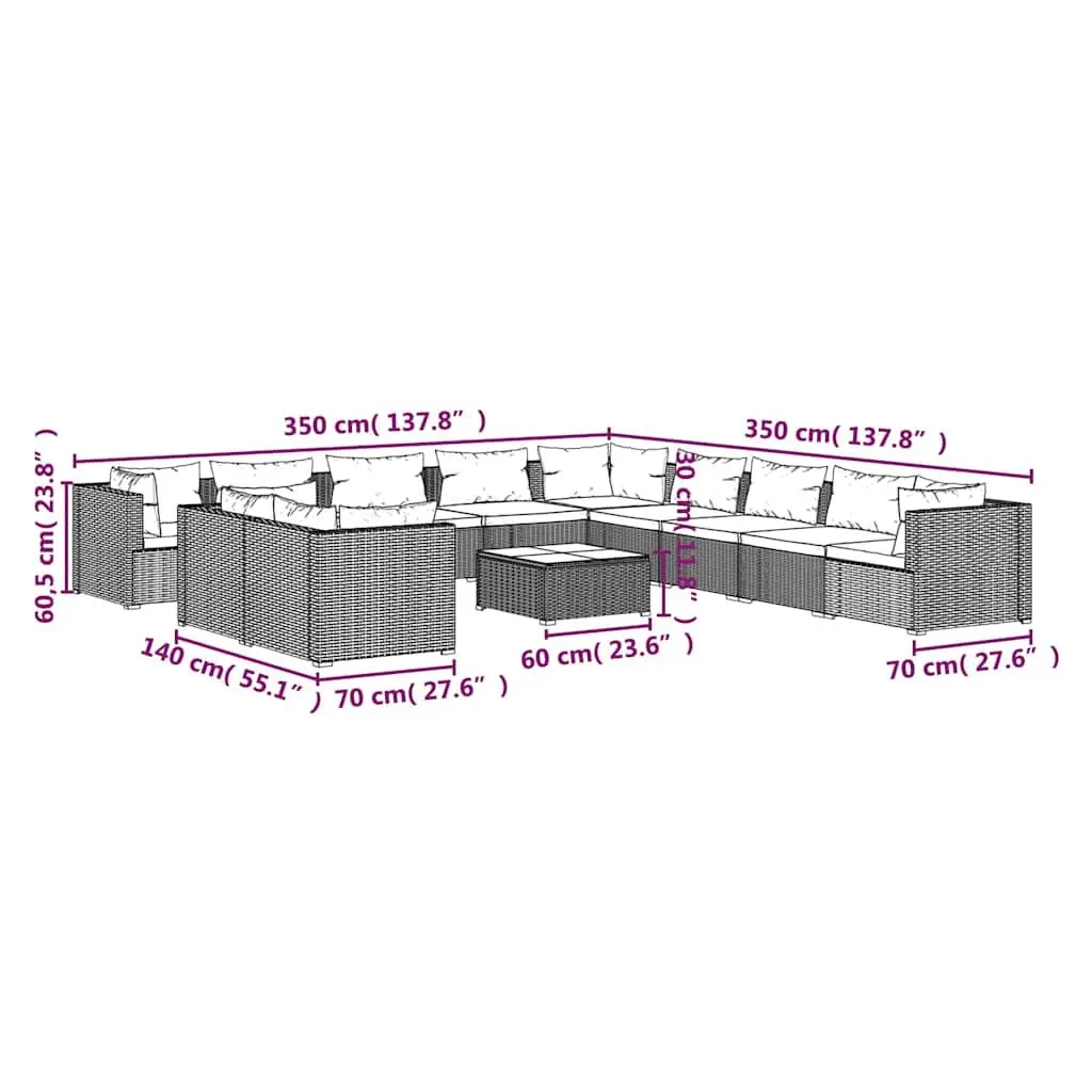 12 Piece Garden Lounge Set