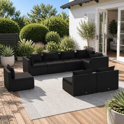Your Friendly 8 Piece Black Lounge Set for Outdoors