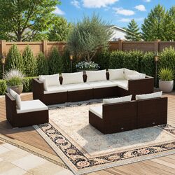 Your Friendly 8-Piece Brown Garden Lounge Set with Cushions