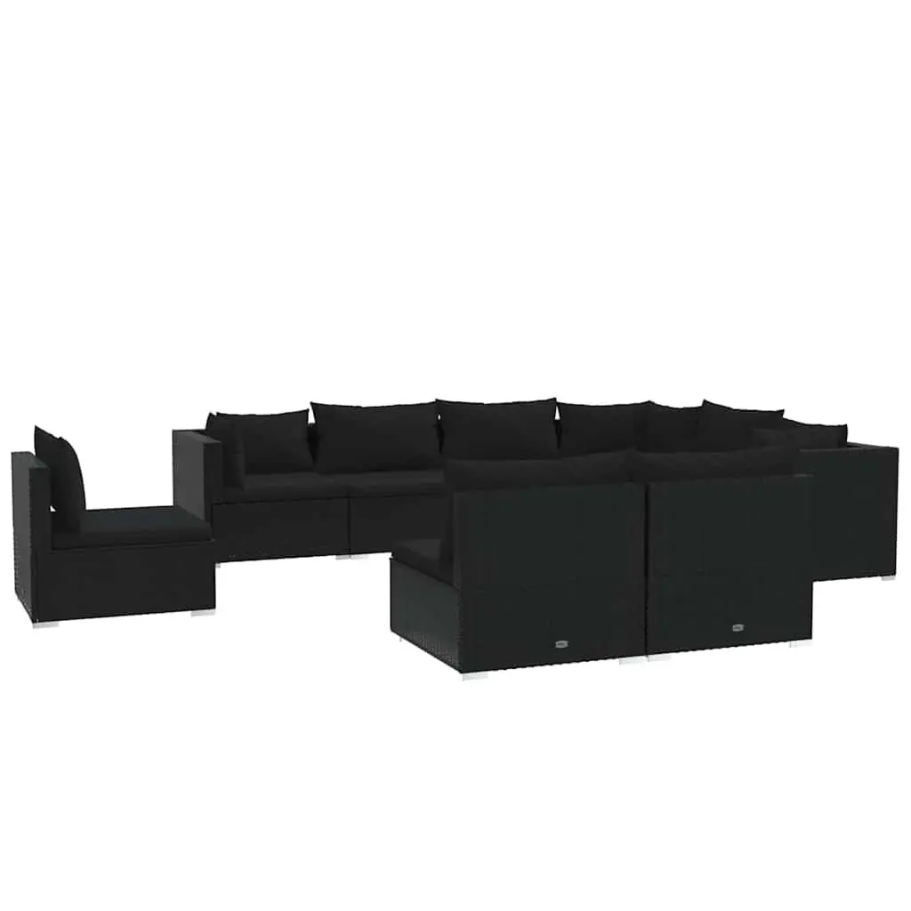Garden Lounge Set 9 Piece Outdoor Furniture Poly Rattan Patio Sofa Black Modular