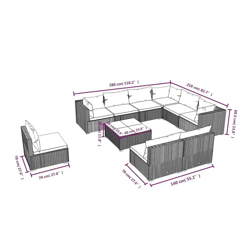 10 Piece Patio Lounge Set