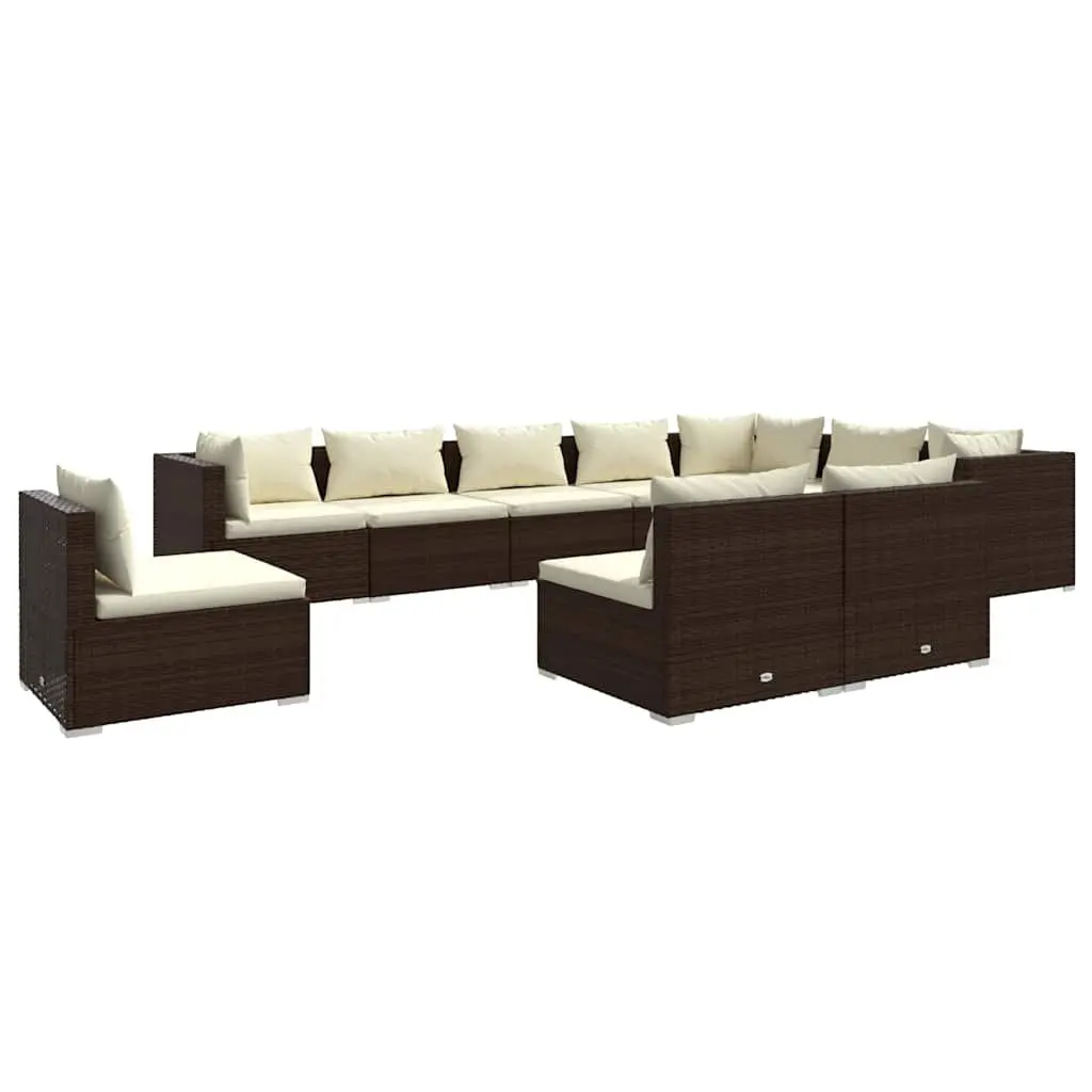 Garden Lounge Set 10 Piece Poly Rattan Outdoor Furniture Patio Sofa with