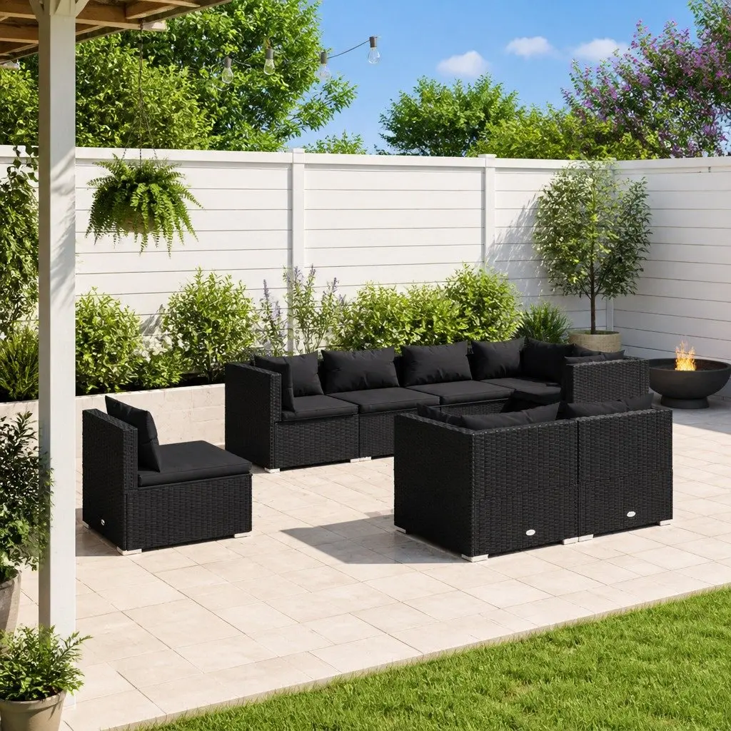 Garden Lounge Set 8 Piece Poly Rattan Outdoor Furniture Modular Patio Sofa with