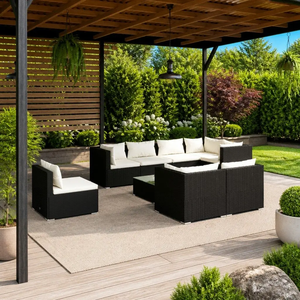 9 Piece Garden Lounge Set Modular Poly Rattan Outdoor Patio Furniture