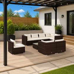 Friendly 9 Piece Brown Modular Garden Lounge Set