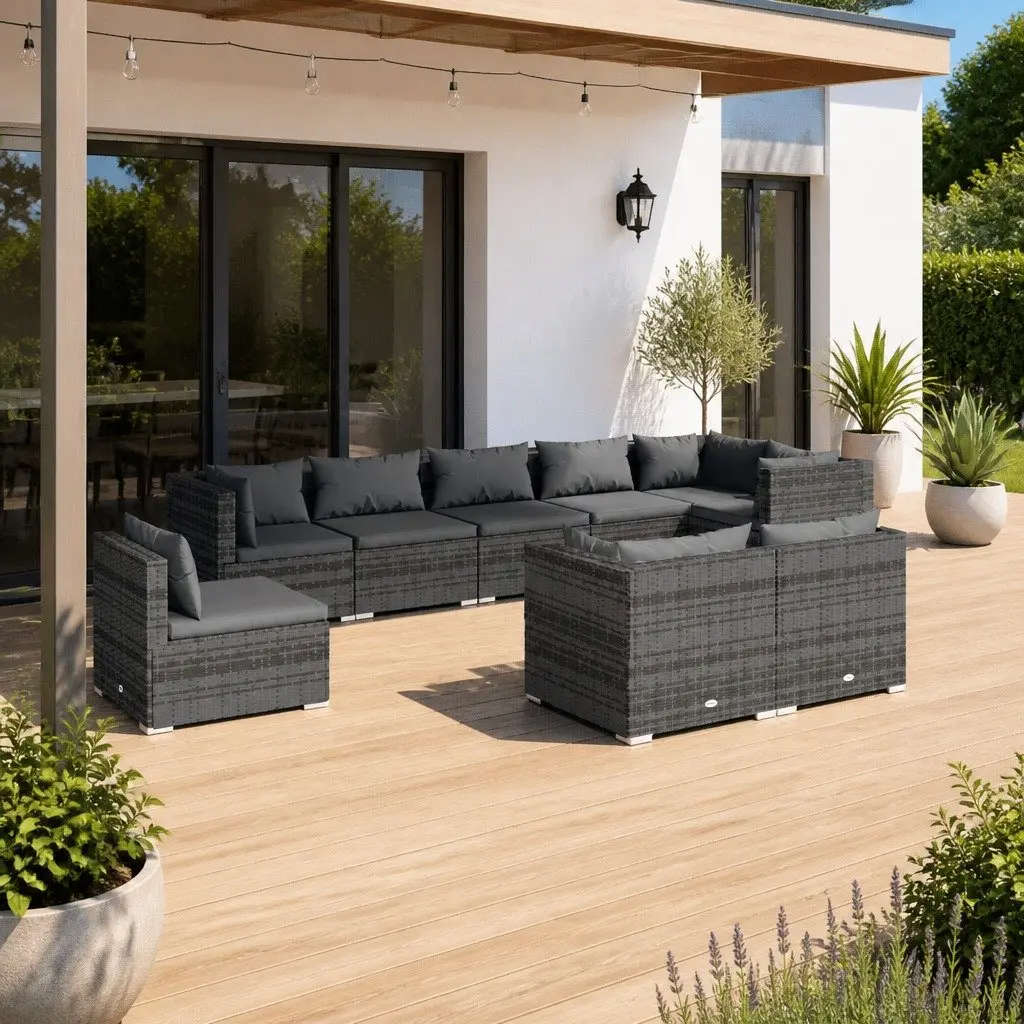 9-Piece Grey Outdoor Lounge Set