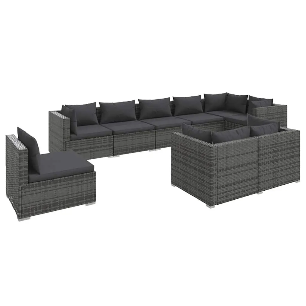9-Piece Grey Outdoor Lounge Set