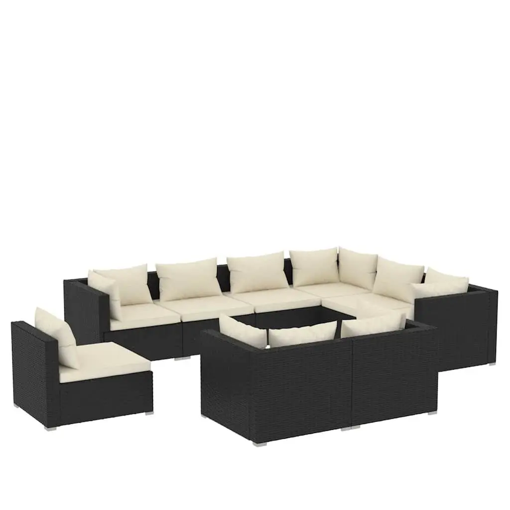 Poly Rattan Garden Lounge Set 9 Piece Outdoor Patio Furniture with Cushions