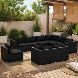 Your Ideal 9-Piece Black Garden Lounge Set