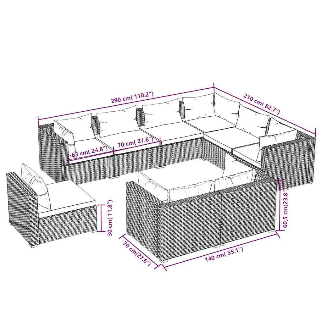 9-Piece Outdoor Lounge Set