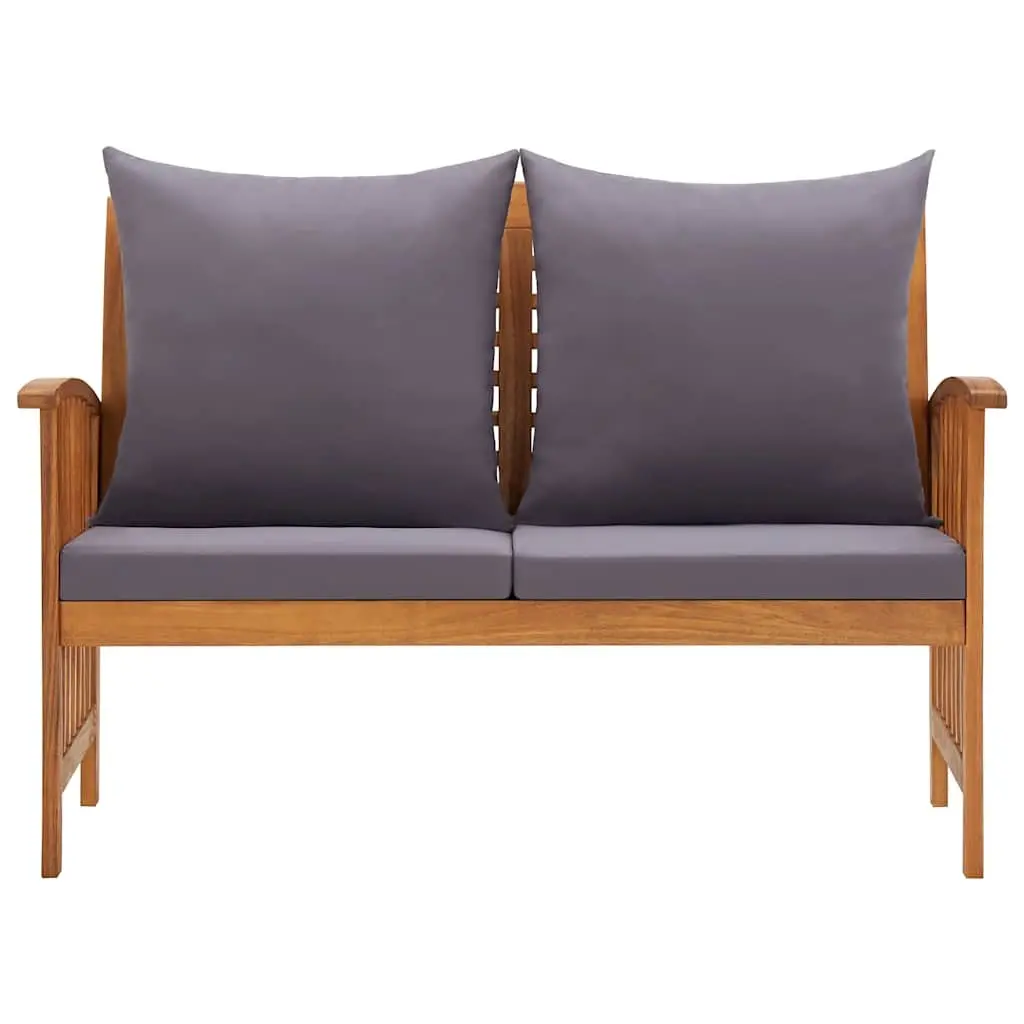 Garden Bench Solid Acacia Wood 119cm Outdoor Patio Seating with Cushions