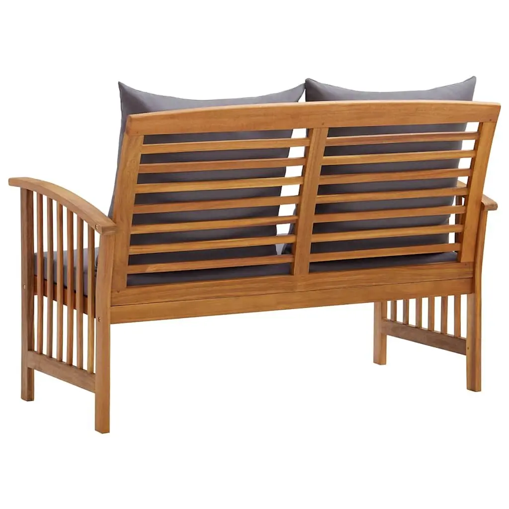 Garden Bench Solid Acacia Wood 119cm Outdoor Patio Seating with Cushions
