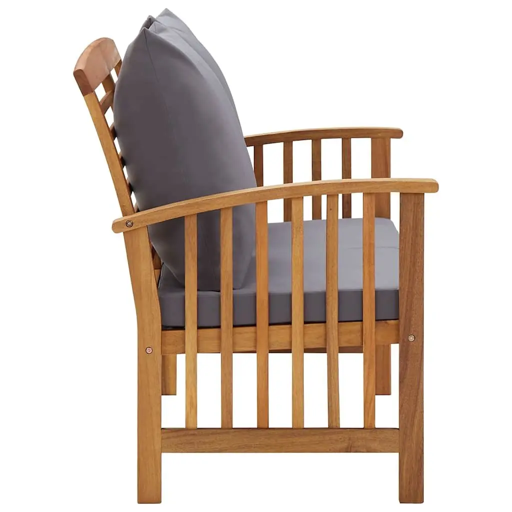 Garden Bench Solid Acacia Wood 119cm Outdoor Patio Seating with Cushions