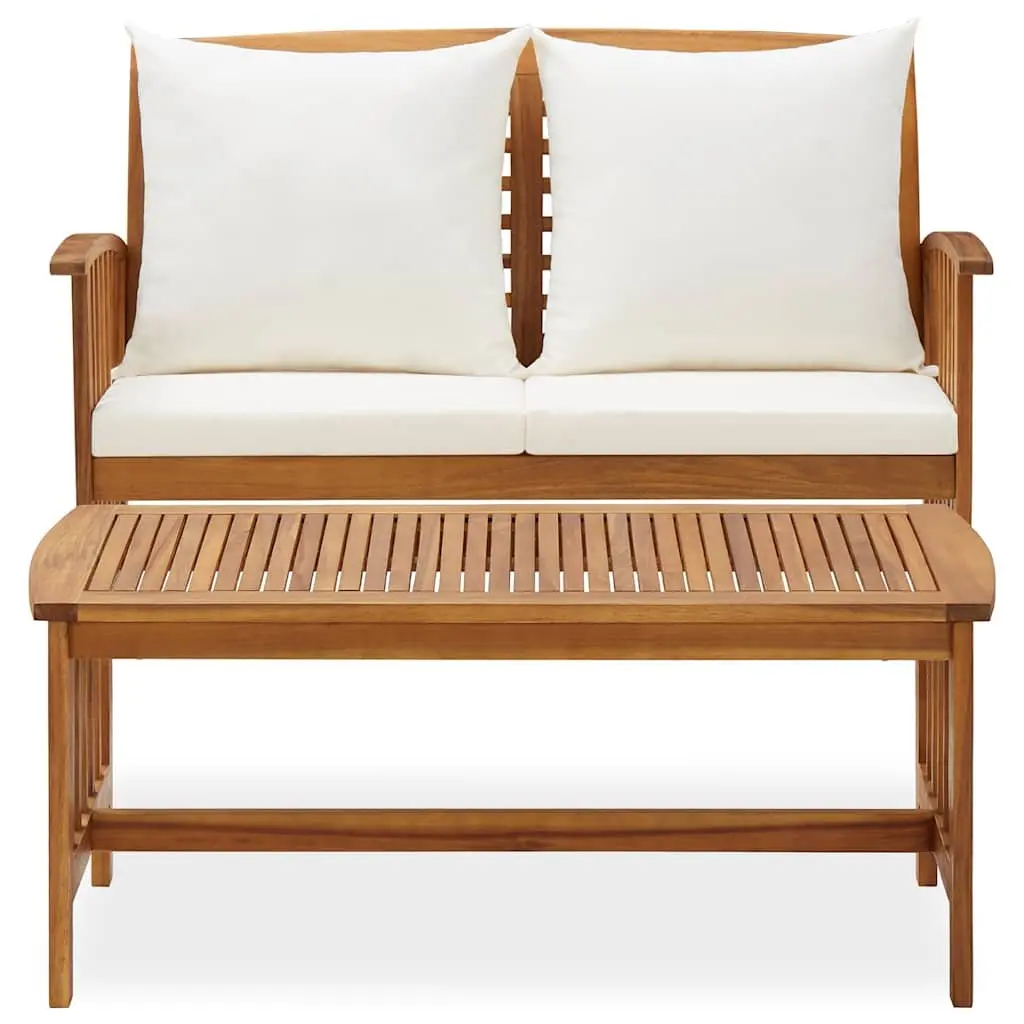 Garden Lounge Set 2 Piece Outdoor Furniture Solid Acacia Wood White