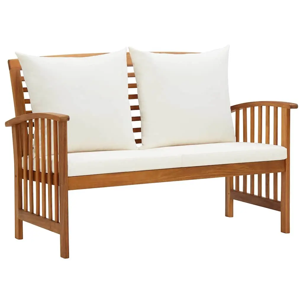 Garden Lounge Set 2 Piece Outdoor Furniture Solid Acacia Wood White