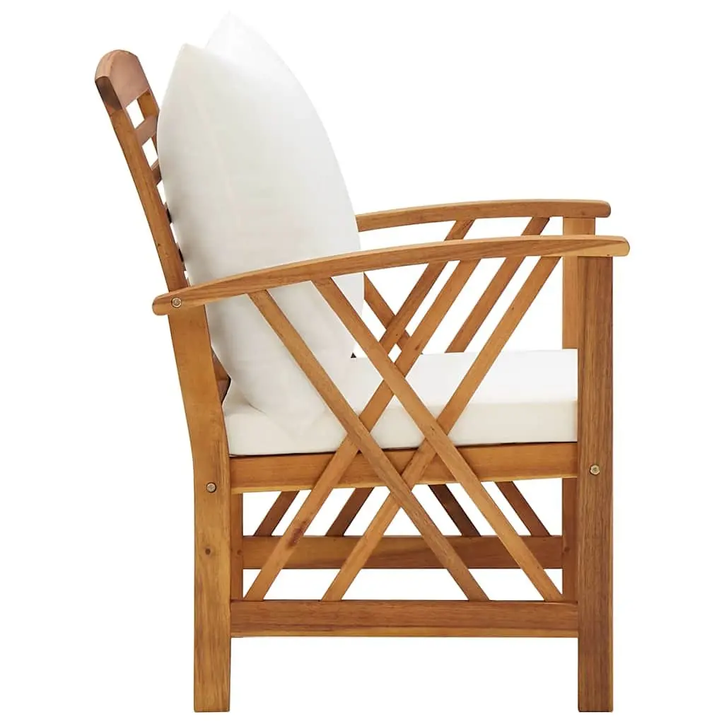 Outdoor Garden Chairs Set 2 pcs with Cushions Solid Wood Patio Seating