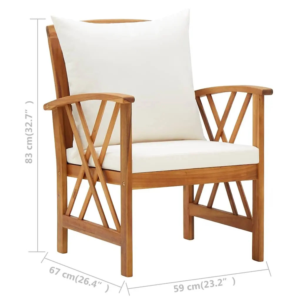 Outdoor Garden Chairs Set 2 pcs with Cushions Solid Wood Patio Seating