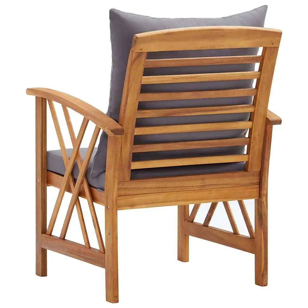 Outdoor Garden Chairs Set 2 pcs with Cushions Solid Wood Seating Patio Furniture
