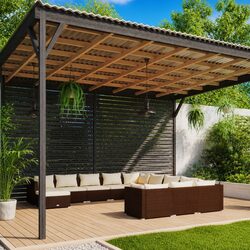Outdoor Garden Lounge Set 12 Piece Poly Rattan Patio Furniture Brown with
