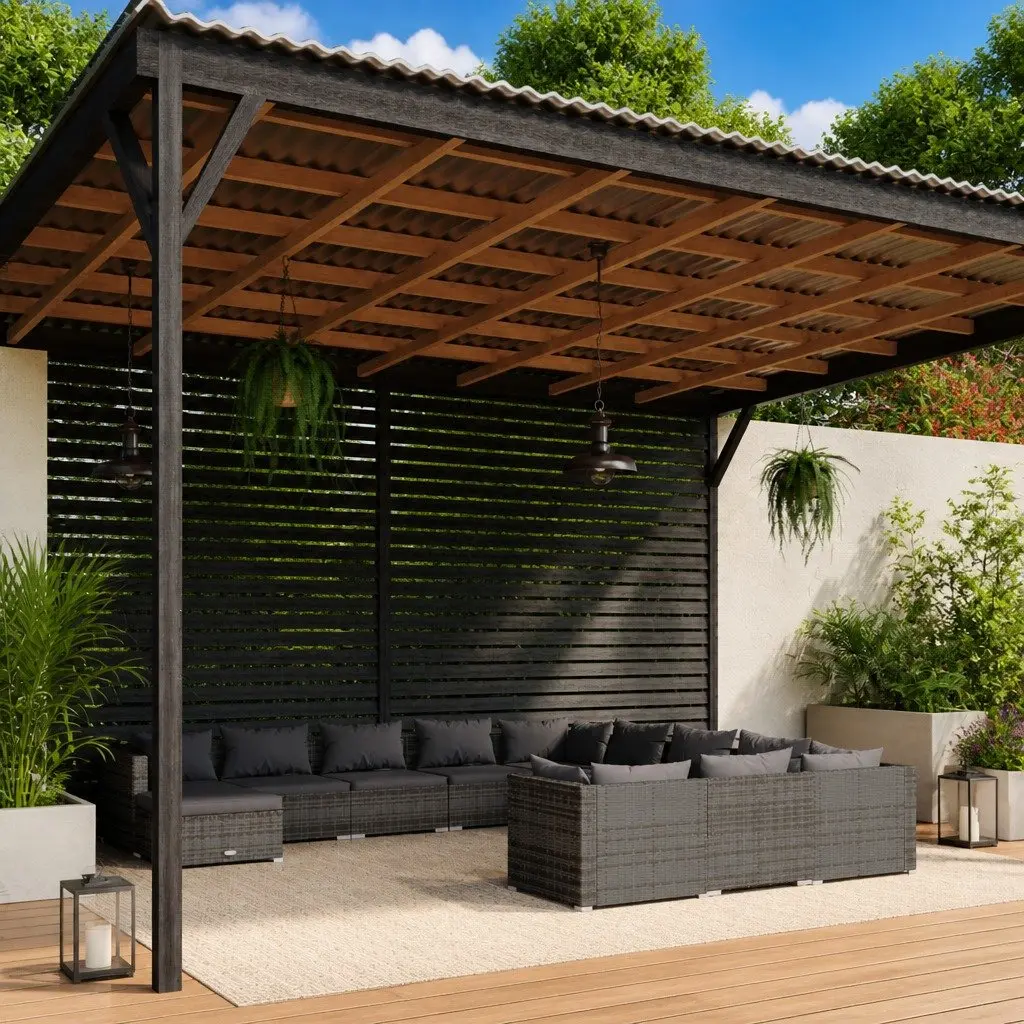 Outdoor Lounge Set 12 Piece Grey PE Rattan Garden Patio Furniture with Cushions