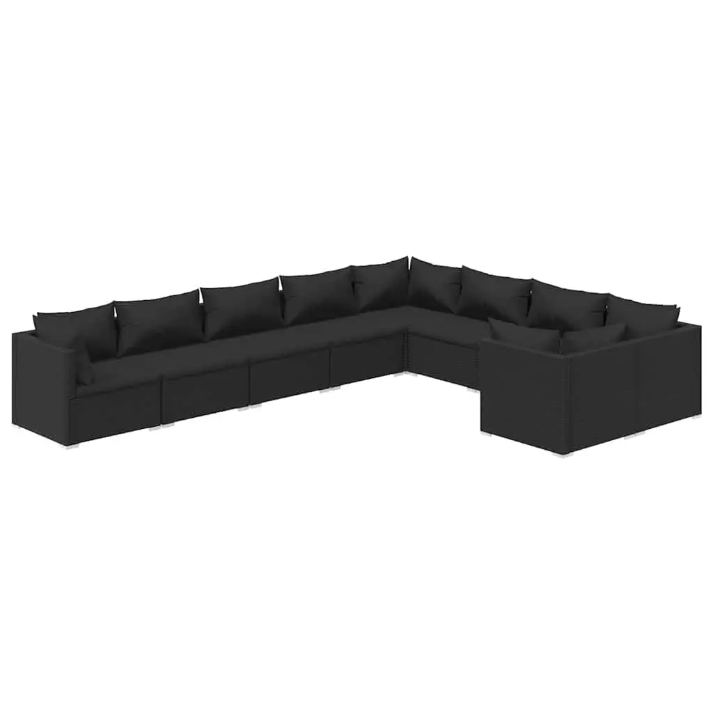 Garden Lounge Set 9 Piece Modular Poly Rattan Outdoor Patio Furniture with Cushions