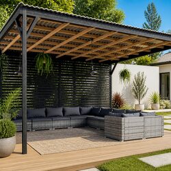 Garden Lounge Set 10 Piece Poly Rattan Outdoor Furniture Grey with Cushions