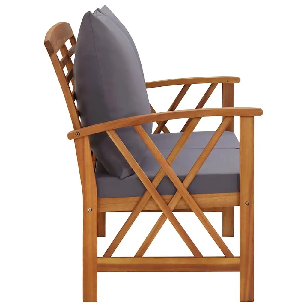 Garden Bench with Cushions Solid Acacia Wood 119cm Outdoor Patio Seat