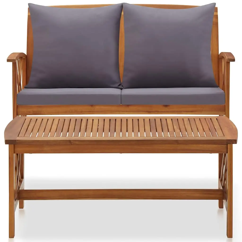 2-Piece Garden Lounge Set Wooden Bench Coffee Table Outdoor Patio Furniture
